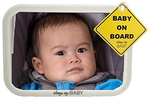 Baby Mirror for Car - Glow in The Dark - Convex Shatterproof Glass - Safety Accessory - Fully Assembled - Mirror to see Baby in Rear Infant Car Seat - Matte Finish - Crash Tested