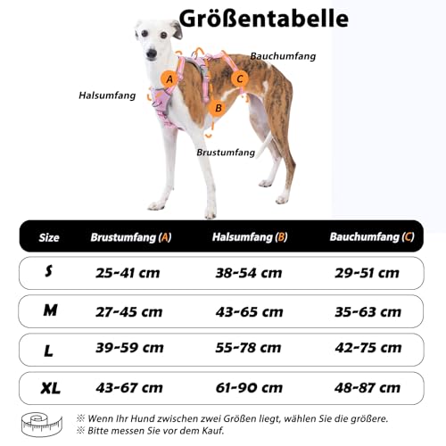 Huntboo Sicherheitsgeschirr Hund Ausbruchsicher, Panikgeschirr für Hunde, Anti Zug Hundegeschirr, Reflektierend, Verstellbare, Leichte Weste für kleine, mittelgroße und große Haustiere (Rosa,M)