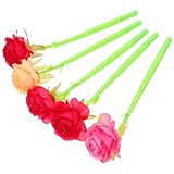 Mipcase Kreative Rosenblume Kugelschreiber 5 Stück mit Deckel Feine Spitze Textilmaterial für Büro Schule und Geschenk Zufällige Farbe