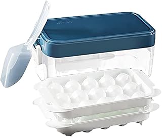 製氷皿 シリコン製氷皿 製氷器 ふた付き 製氷ケース 製氷箱 氷つくる容器 氷入れ容器 柔らかい アイスキューブ アイストレー 取り出しやすい 家庭用 携帯便利 漏れ防止 多機能 お菓子 チョコレート ムースケーキ 作り (ブルー)