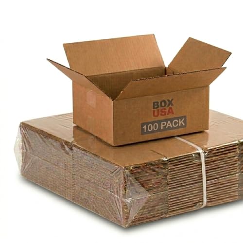 Image of BOX USA Small Shipping Boxes 10 inchL x 8 inchW x 4 inchH (100-Pack) - Small Corrugated Cardboard Packaging Boxes for Shipping, Packing, Moving, and Storage at Home, Office, or Business