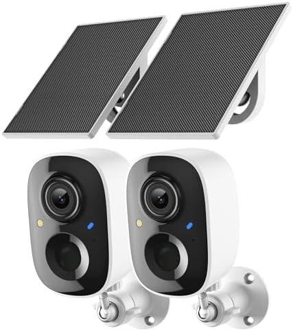 2K Security Camera Wireless Outdoor,Solar Powered WiFi Cameras fo...