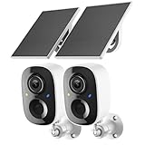 2K Security Camera Wireless Outdoor,Solar Powered WiFi Cameras for Home Security with Motion Detection,Color Night Vision(Spotlight),Instant Alert,2-Way Audio,Siren&SD/Cloud Storage,IP65,2.4GHz,2 Pack
