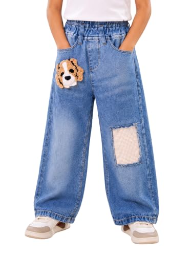 Image of KiddoPanti Boys Baggy Jeans | Stretch Denim Wide Leg Jeans | Elastic Waist Casual Denim Pants | Cotton Blend Loose Fit with 4 Pockets | Kids Street wear | 2-14 Years