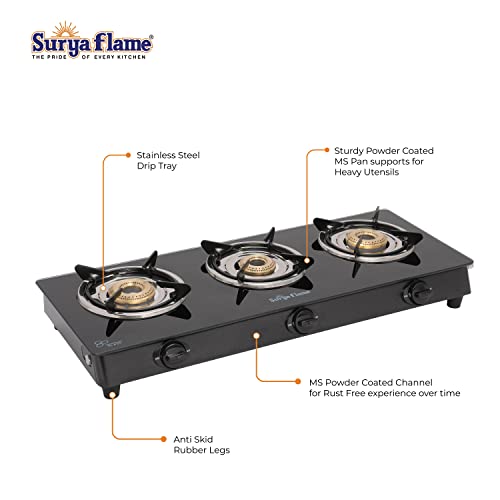 Surya-Flame-Lifestyle-Gas-Stove-3-Burner-Glass-Top-Powder-Coted-Black-Body-LPG-Stove-with-69-Thermal-Efficiency-2-Years-Complete-Doorstep-Warranty