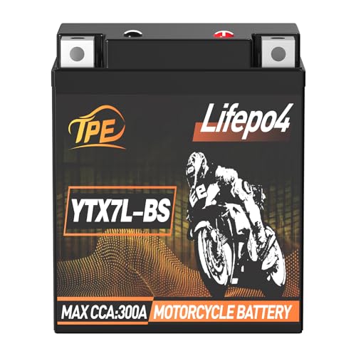 12 Volt Lithium Motorcycle Battery Powersport Battery LiFePO4 Engine Start Battery, Lightweight, High Energy Density, Long Life Cycle, with BMS YTX7L-BS