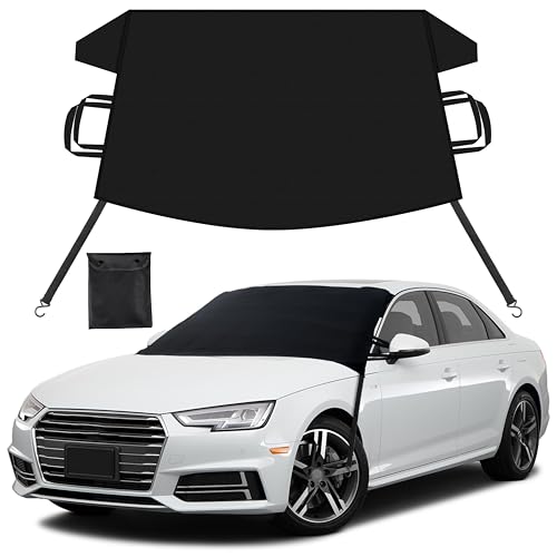 EcoNour Windshield Cover for Ice and Snow | Enhanced 600D Oxford Fabric Windshield Frost Cover for Car | Water, Heat & Sag-Proof, Windproof Double Strap Design for All-Weather Protection 69x42 Inch