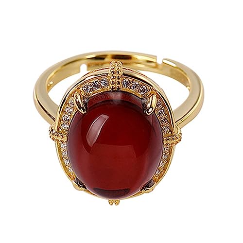 Bague Rubis en argent S925 plaqué or, bijou Feng Shui chic