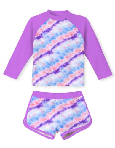 Image of Vogseek Girls Rash Guard Two Pieces Swimsuit Long Sleeve Bathing Suit for 3-10 Years