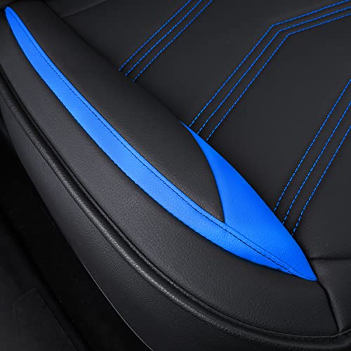 Image of LUCKYMAN CLUB Tacoma Custom Seat Covers M9 Full Set, Fit 2005-2023 Tacoma Double /Crew Cab SR SR5 TRD Sport TRD Off-Road PreRunner Trims, with Waterproof Faux Leather (Full Set, Black-Blue)