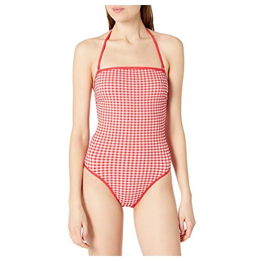 Seafolly Women's Tube Maillot One Piece Swimsuit, Check in Chilli, 4 US