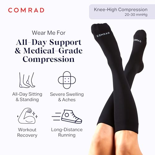 3-Pack Knee-High Compression Socks Solids (20-30 mmHg) by Comrad2