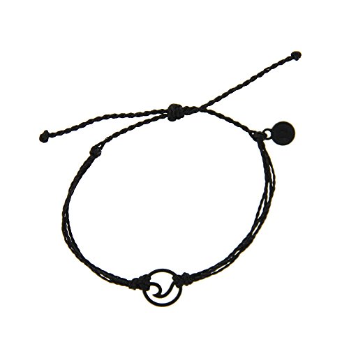 Pura Vida Black OG Wave Black Bracelet - Plated Charms, Adjustable Band