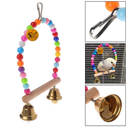 Sage Square Playful Wood Bead Hanging Swing Toy for Small and Medium Birds (Random Colour) 2
