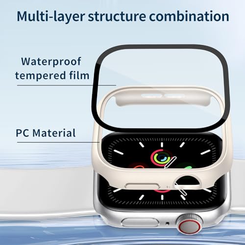 Image of Waterproof Case for Apple Watch Series SE2 SE 6 5 4 40mm, Built-in Screen Protector with Tempered Glass [Touch Sensitive] Cover for iWatch S6 /S5 /S4 /SE 40mm, Starlight