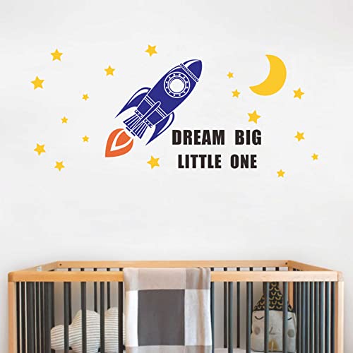 Vinilo decorativo con cohete, luna y estrellas para habitación miniatura 3