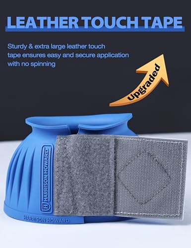 Image of Harrison Howard Rubber Bell Boots for Horses, Hoof Overreach Protection for Horses, w /Upgraded Leather Touch Tape