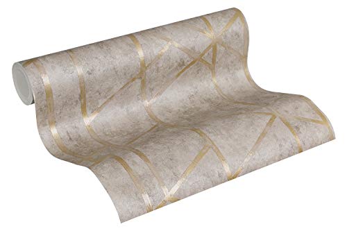 A.S. Création Livingwalls Vliestapete Metropolitan Stories Francesca Milano Tapete geometrisch grafisch 10,05 m x 0,53 m beige grau metallic Made in Germany 369283 36928-3