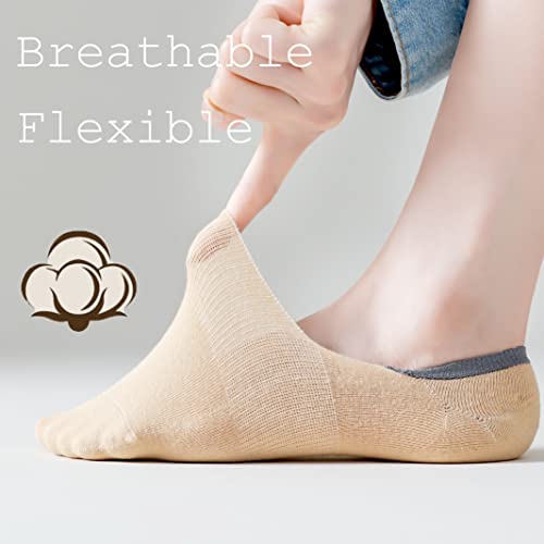 Marchare Women No Show Socks Lofer Invisible Low Cut 5-8 Flat Boat Line Socks With Non-Slip Black 6 Pairs #TOP5