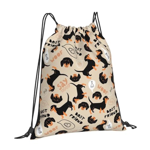 YOFIEN Dackel 3 Wasserfester Rucksack mit Kordelzug für Damen und Herren, Sport- und Fitnessstudio-Sackpack