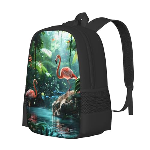 Summer Tropical Pink Flamingo Backbags Large Adjustable Backpack Lightweight Daypack for Men Women 16.5 Inches2