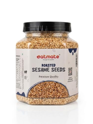 Image of Eatmate Roasted Sesame Seeds 100g | Calcium & Fiber Rich Safed Til | Nutty Crunchy Vegetarian Seeds for Eating, Cooking, Baking, Laddoo, Chikki & Tadka | Healthy Snack Ingredient (100g)