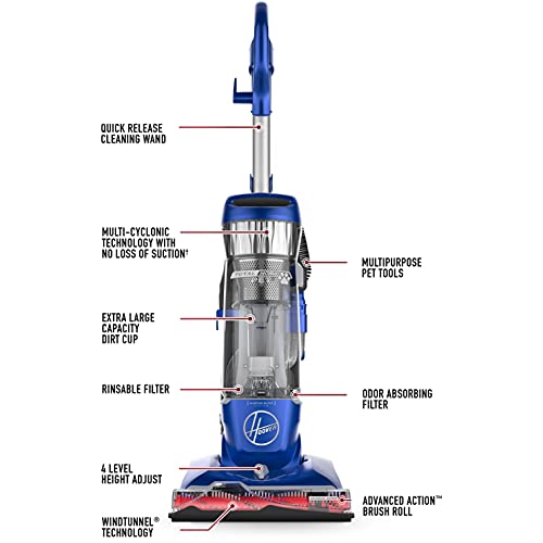 Hoover Total Home Pet Upright Vacuum Cleaner, 44.5"X14"X13", Blue, Clear #TOP9