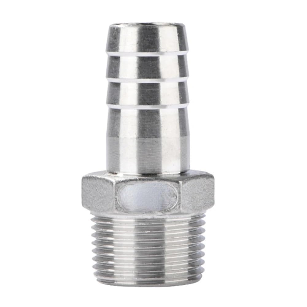 Raccord réducteur fileté, 1/8 "1/4" 3/8 "1/2" 3/4 "1" 2 "3" 4 "BSPT mâle 6 8 10 12 13-100mm connecteur de Tuyau en Acier Inoxydable 316 raccord de Tuyau(1L2 BSP 16MM Barb-Straight)