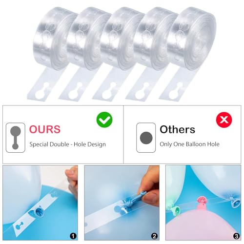 Balloon Arch Garland Kit, 82ft Balloon Garland Strips - 500Pcs Glue Point Dots Tape - 20 Balloon Flower Clips and 2 Tie Tools for Balloon Arch, Birthday Party, Wedding Decoration - Image 5