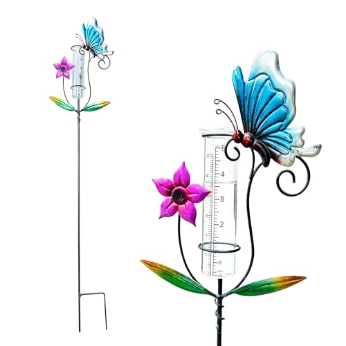 BYZESTY Coloré Pluviometre Exterieur Jardin, 89cm Pluviomètre pour Jardin, Coloré Pluviomètre de Décoration, Pluviomètre de Jardin, pour Pelouse, Terrasse, Champs, Patio, Déco Extérieure
