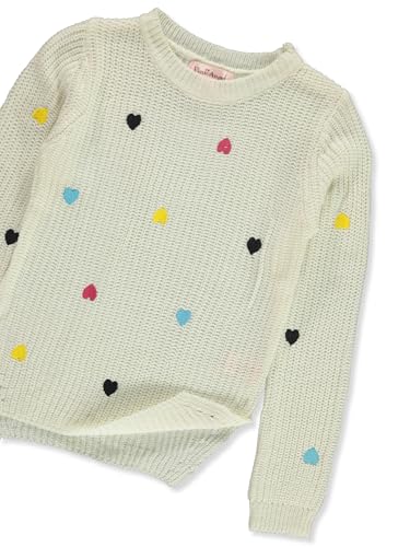 Pink Angel Girls' Rainbow Hearts Sweater - White, 2t3