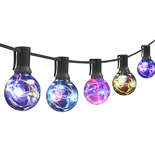 LEDストリングライト 防雨型 電飾 屋外 RGB PC素材 レインボー 8M 18個LED電球 E12口金 イルミネーションライト クリスマス 誕生日 パーティー 庭対応