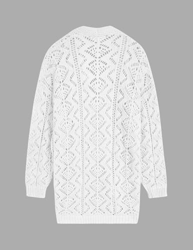 Image of Libsorge Womens Oversized Cute Crochet Chunky Knit Long Cardigan Fall Winter 2025 Trendy Boho Country Concert Outfits Sexy Hollow Out Open Front Long Sleeve Sweater Cardigans White L