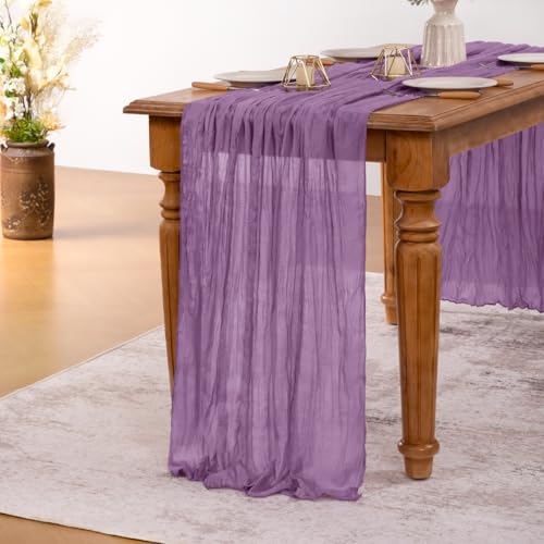 Chemin de table étamine MLMW lot de 3 sans repassage pour nappe trop simple