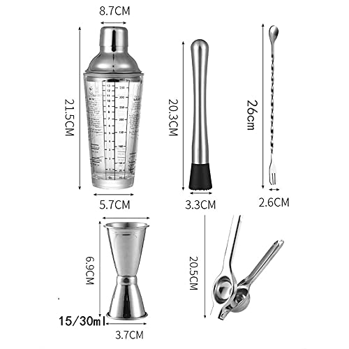 Juego de Coctelera Cocktail Shaker Set Snow Grams Copa Escala transparente Bar MEZCLA DE FRUTAS FRUTOS DE JURMO CUP BARTENER TOOLERS TRABAJA DE FIESTA BARRA DE BARTENERDO KIT REGALOS Agitador de Cócte