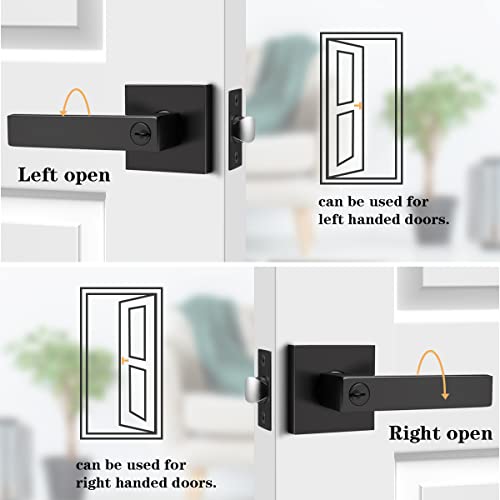Probrico (2 Pack Black Entry Knob Combo Pack Keyed Alike, Heavy Duty Entrance Door Lever, Exterior Lockset Contemporary Style, Modern Front Door Hardware #TOP1