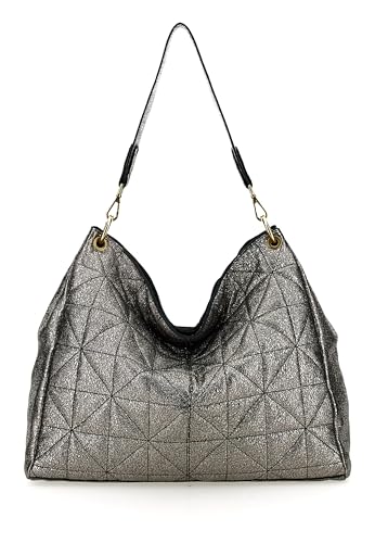 Sac à main Caterina Lucchi Urban cuir gris anthracite effet métallisé
