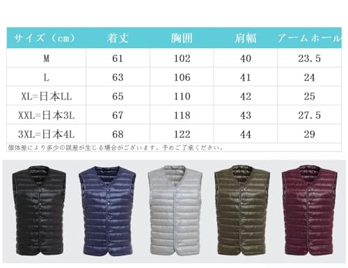 Bvaeocl ダウンベスト メンズ インナーダウンベスト Vネック 立ち襟 軽量 防寒 暖かい ウルトラライト 収納袋付き BV49 の商品画像 6