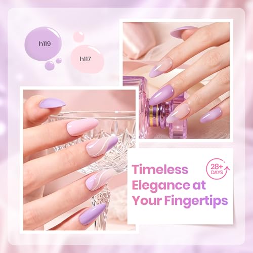 Image of Beetles Pink Gel Polish Set - Ballet Princess Collection, 6 Colors Nude Pink Purple Gel Polish Kit, Balletcore Lilac Mauve Glossy Solid Color Soak Off UV LED Nail Art for DIY Salon Manicure