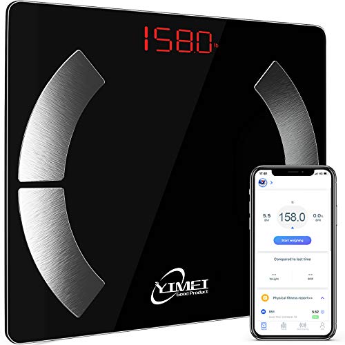Scales for Body Weight, Smart Bluetooth Digital Bathroom Weight Scale, Body Fat Scale and Composition Analyzer with iOS/Android Smartphone App, 396 lbs - Black