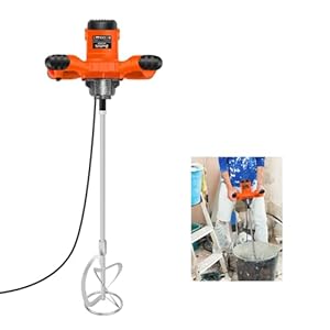 Zementmischer 2600W Betonmischer Elektrischer Paddelmischer Gipsmischer Harzmischer M14 Rührstab 120mm Durchmesser Rührer Einstellbar mit 6 Geschwindigkeitsstufen Elektrowerkzeug zum Mischen von Motar