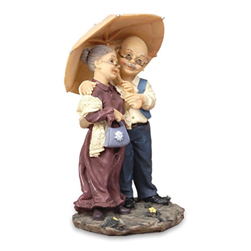 Nanxin Love Grandparents Parents Anniversary Wedding Gift Resin Loving Elderly Couple Figurines Decoration Old Age Life Home Decor For Bedroom Living Room With Gift Card (Umbrella) #TOP2