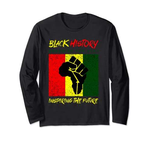Black History Month Apparel BLM Pro Black Power Fist Manga Larga
