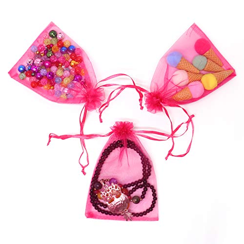 Image of Dealglad 100pcs Drawstring Organza Jewelry Candy Pouch Party Wedding Favor Gift Bags (7x9 inch, Rose)