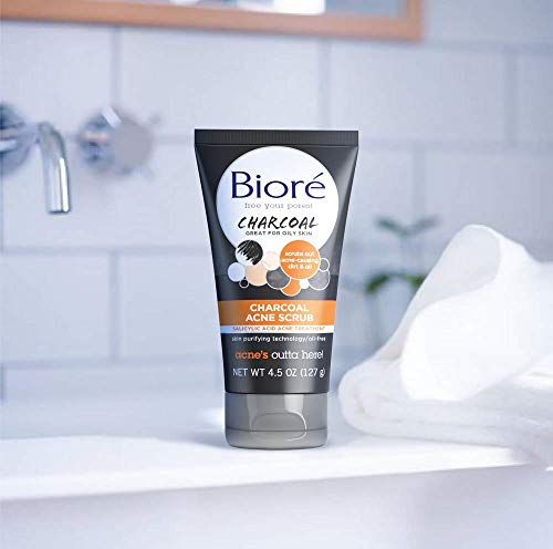 BiorÃ© Charcoal Acne Face Scrub, with 1% Salicylic Acid and Natural Charcoal, Helps Prevent Breakouts and Absorb Oil for Deep Pore Cleansing, 4.5 Ounce (HSA/FSA Approved)