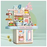 Cocinitas para Niños, Cocinitas De Juguetes con Efecto Luz,Agua Reciclada Y Simular Vapor, Cacharritos Cocinitas De Juguetes para Niños a Partir De 3 Años,A-Blue