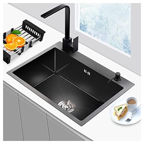Fregadero de cocina de acero inoxidable con grifo cuadrado y desagüe, montaje inferior fácil de limpiar, 55 x 45 x 21 cm, diseño moderno, duradero y elegante para mejorar la cocina