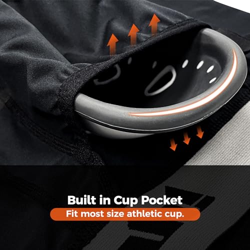 COOLOMG Youth Boys Compression Shorts with Protective Cup Sliding Underwear for Baseball Football Lacrosse Hockey2