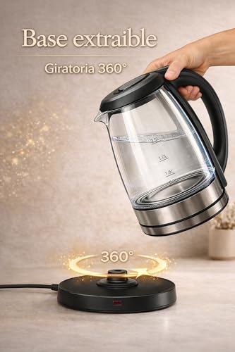 MAXELLPOWER HERVIDOR DE AGUA ELECTRICO 1,8L VIDRIO CRISTAL 1500W DE POTENCIA HERVIDORA CRISTAL (HERVIDORA VIDRIO 1,8L) - imagen 6