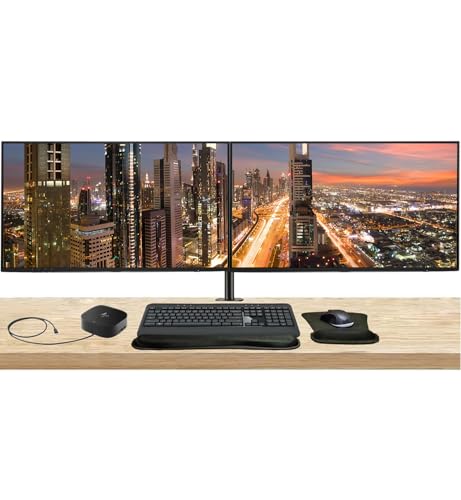 Image of HP Series 5 Pro 27-inch 527pq 2K QHD 1440p LCD Monitor 2-Pack Bundled with Desk Mount Dual Stand, USB-C Multiport G5 Dock, MK540 Wireless Keyboard & Mouse, Gel Mouse & Wrist Pad